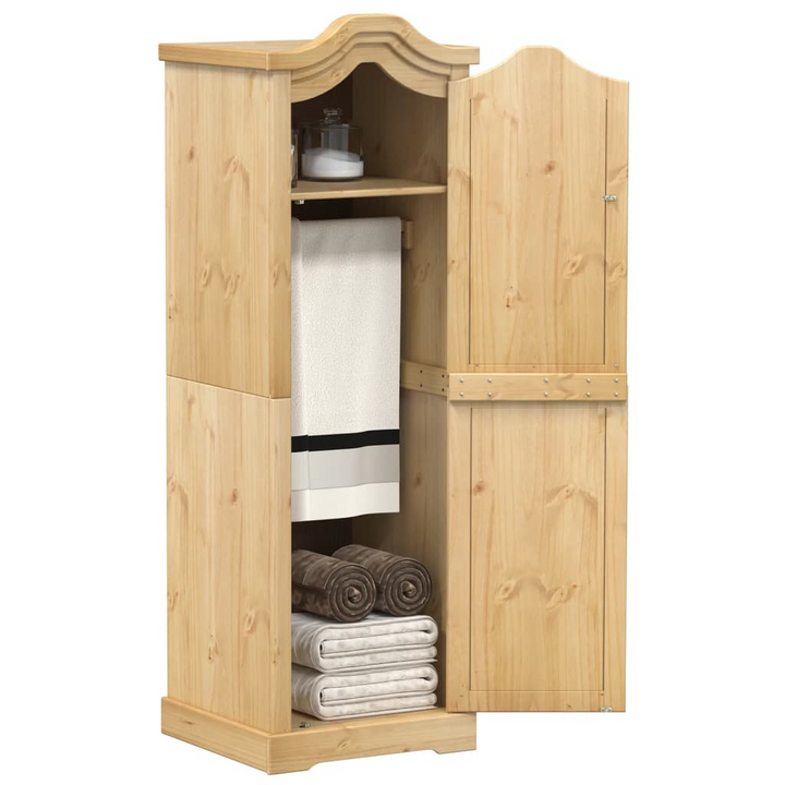 CORONA Wardrobe 55x52x170 cm - Rustic Solid Pine Wood Closet with Ample Storage and Metal Handle - Premium  from Home Treasures - Just £178.99! Shop now at Home Treasures