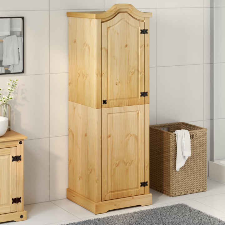 CORONA Wardrobe 55x52x170 cm - Rustic Solid Pine Wood Closet with Ample Storage and Metal Handle - Premium  from Home Treasures - Just £178.99! Shop now at Home Treasures