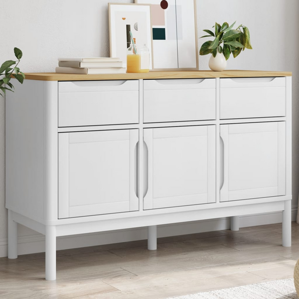 FLORO Sideboard in White - Solid Pine Wood, Ample Storage, Elegant Design (114x43x74 cm) - Premium  from Home Treasures - Just £185.99! Shop now at Home Treasures