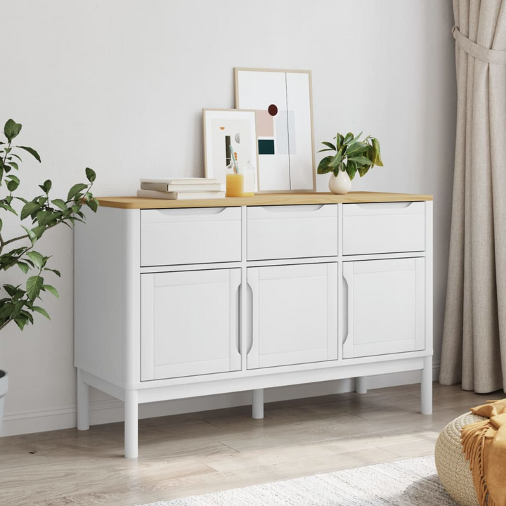 FLORO Sideboard in White - Solid Pine Wood, Ample Storage, Elegant Design (114x43x74 cm) - Premium  from Home Treasures - Just £185.99! Shop now at Home Treasures