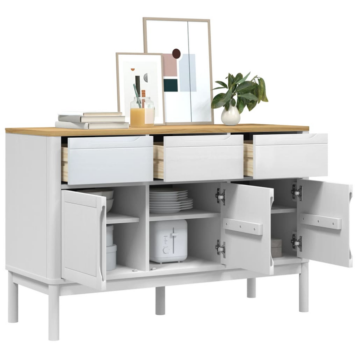 FLORO Sideboard in White - Solid Pine Wood, Ample Storage, Elegant Design (114x43x74 cm) - Premium  from Home Treasures - Just £185.99! Shop now at Home Treasures