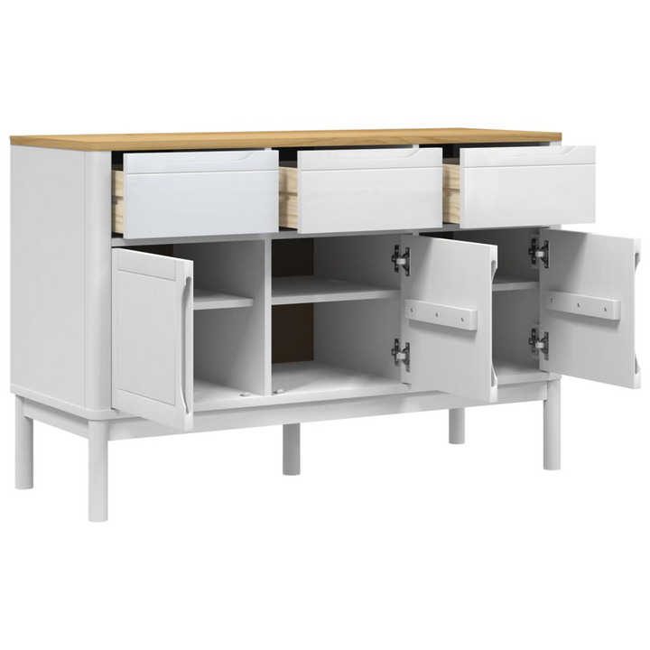 FLORO Sideboard in White - Solid Pine Wood, Ample Storage, Elegant Design (114x43x74 cm) - Premium  from Home Treasures - Just £185.99! Shop now at Home Treasures