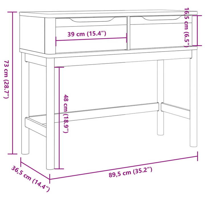 FLORO Console Table in Grey - 89.5x36.5x73 cm, Solid Pine Wood, Elegant & Functional - Premium  from Home Treasures - Just £106.99! Shop now at Home Treasures