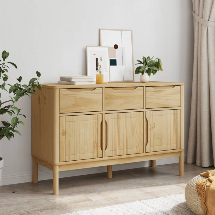 FLORO Sideboard - Wax Brown, Solid Pine Wood, Spacious Storage, 114x43x74 cm | Rustic Charm and Practical Design - Premium  from Home Treasures - Just £207.99! Shop now at Home Treasures