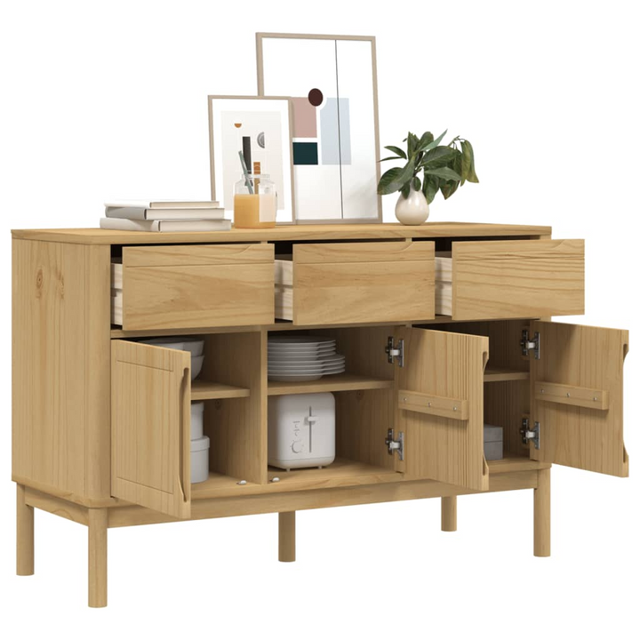 FLORO Sideboard - Wax Brown, Solid Pine Wood, Spacious Storage, 114x43x74 cm | Rustic Charm and Practical Design - Premium  from Home Treasures - Just £207.99! Shop now at Home Treasures