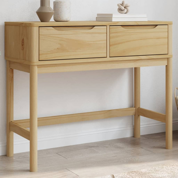 FLORO Solid Pine Wood Console Table - Elegant Wax Brown Finish, 89.5x36.5x73 cm | Stylish & Functional Home Decor - Premium  from Home Treasures - Just £107.99! Shop now at Home Treasures