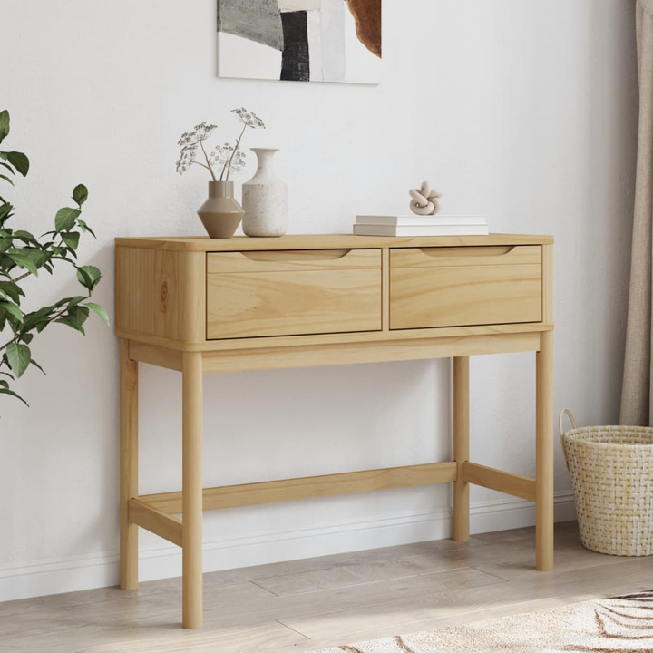 FLORO Solid Pine Wood Console Table - Elegant Wax Brown Finish, 89.5x36.5x73 cm | Stylish & Functional Home Decor - Premium  from Home Treasures - Just £110.99! Shop now at Home Treasures