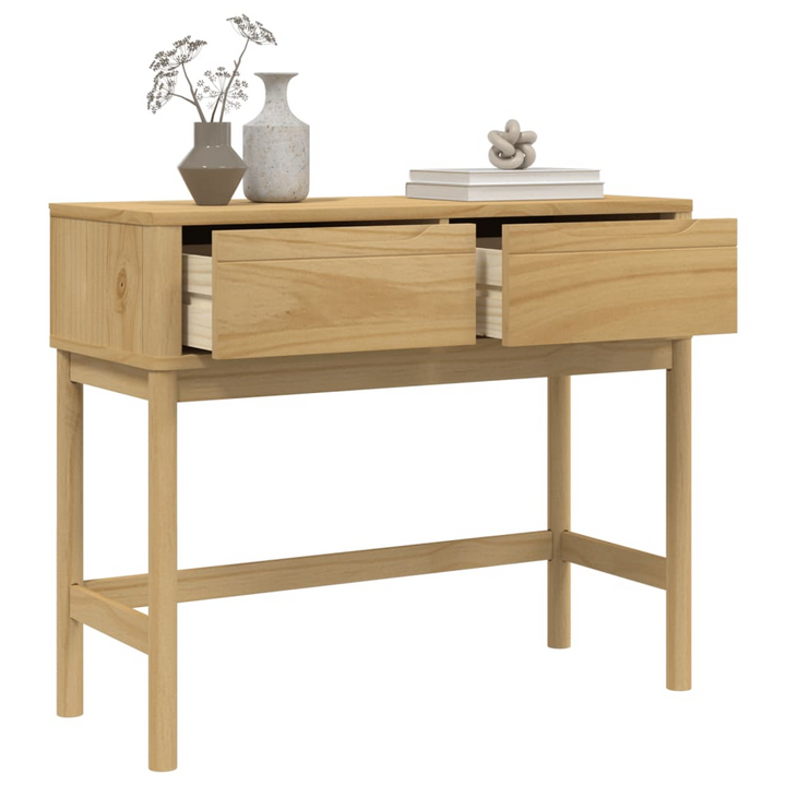 FLORO Solid Pine Wood Console Table - Elegant Wax Brown Finish, 89.5x36.5x73 cm | Stylish & Functional Home Decor - Premium  from Home Treasures - Just £110.99! Shop now at Home Treasures