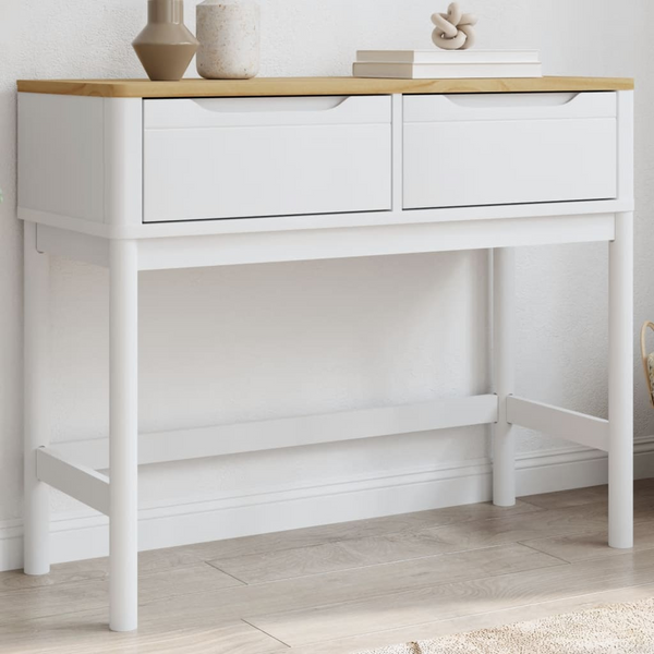 FLORO Console Table in White 89.5x36.5x73 cm | Solid Pine Wood, Rustic Charm, Ample Storage - Premium  from Home Treasures - Just £127.99! Shop now at Home Treasures