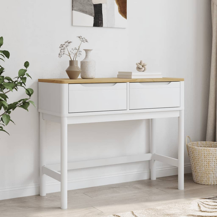 FLORO Console Table in White 89.5x36.5x73 cm | Solid Pine Wood, Rustic Charm, Ample Storage - Premium  from Home Treasures - Just £127.99! Shop now at Home Treasures