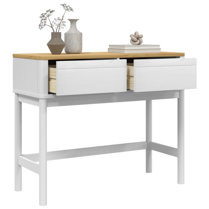 FLORO Console Table in White 89.5x36.5x73 cm | Solid Pine Wood, Rustic Charm, Ample Storage - Premium  from Home Treasures - Just £127.99! Shop now at Home Treasures