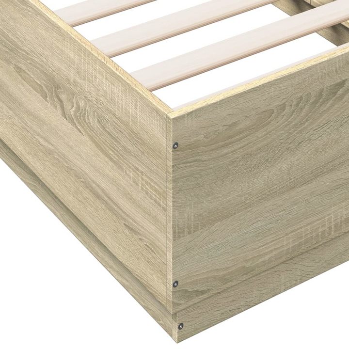 Sonoma Oak Bed Frame with RGB LED Lights - Small Single 75x190 cm | Modern & Durable, Customizable Ambiance - Premium  from Home Treasures - Just £125.99! Shop now at Home Treasures