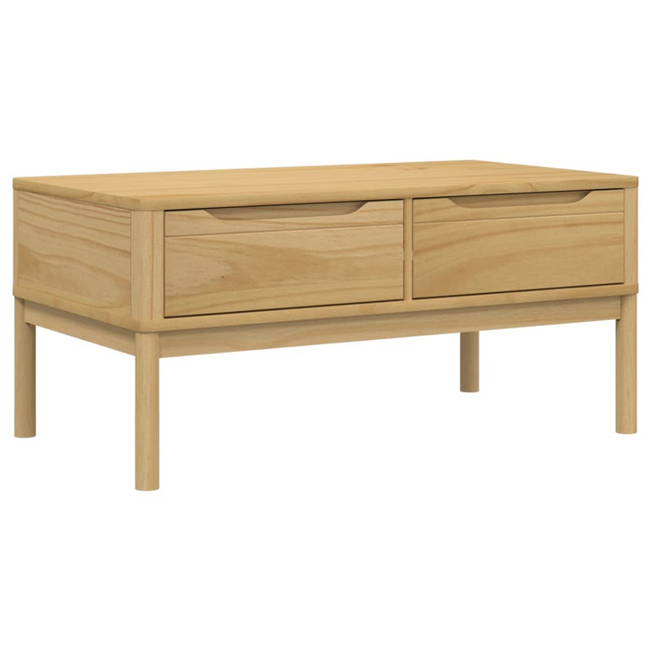 FLORO Rustic Coffee Table in Wax Brown - Solid Pine Wood, 99x55.5x45 cm with Storage Drawers | Perfect for Living Room - Premium  from Home Treasures - Just £120.99! Shop now at Home Treasures