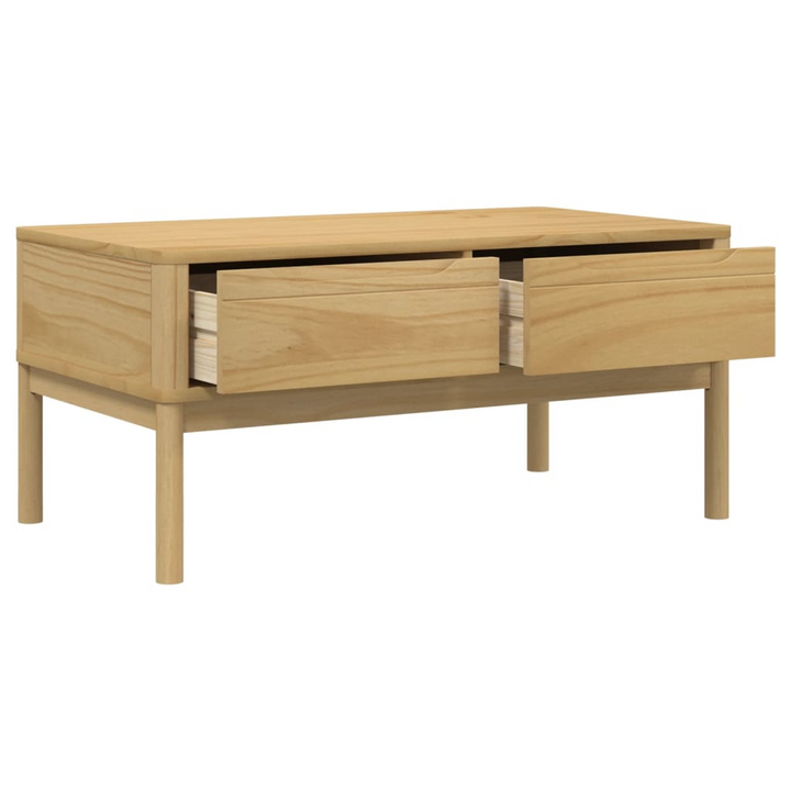 FLORO Rustic Coffee Table in Wax Brown - Solid Pine Wood, 99x55.5x45 cm with Storage Drawers | Perfect for Living Room - Premium  from Home Treasures - Just £120.99! Shop now at Home Treasures