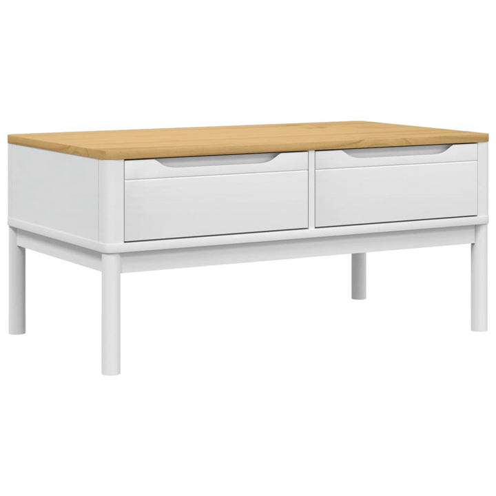 FLORO Coffee Table in White- Solid Pine Wood, 99x55.5x45 cm - Modern Living Room Furniture with Ample Storage & Sturdy Design - Premium  from Home Treasures - Just £143.99! Shop now at Home Treasures