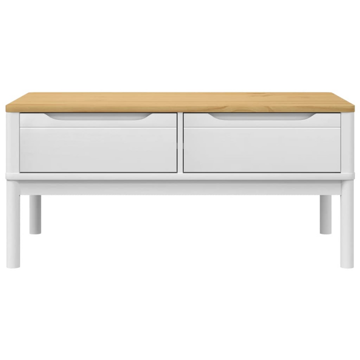 FLORO Coffee Table in White- Solid Pine Wood, 99x55.5x45 cm - Modern Living Room Furniture with Ample Storage & Sturdy Design - Premium  from Home Treasures - Just £143.99! Shop now at Home Treasures