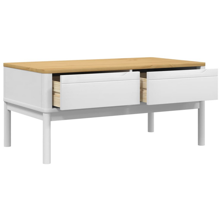 FLORO Coffee Table in White- Solid Pine Wood, 99x55.5x45 cm - Modern Living Room Furniture with Ample Storage & Sturdy Design - Premium  from Home Treasures - Just £143.99! Shop now at Home Treasures