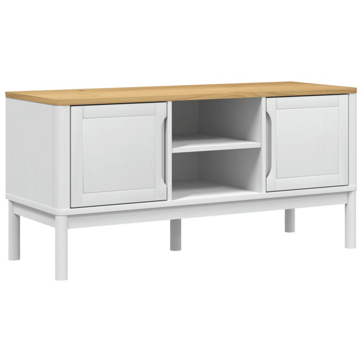 FLORO TV Cabinet in White - Solid Pine Wood, 114x43x55 cm, Modern & Durable TV Stand - Premium  from Home Treasures - Just £125.99! Shop now at Home Treasures