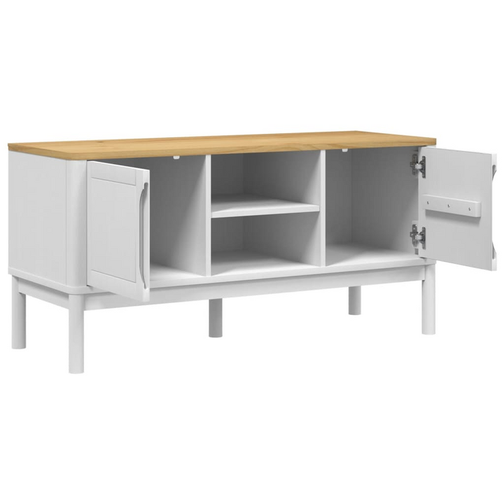 FLORO TV Cabinet in White - Solid Pine Wood, 114x43x55 cm, Modern & Durable TV Stand - Premium  from Home Treasures - Just £125.99! Shop now at Home Treasures