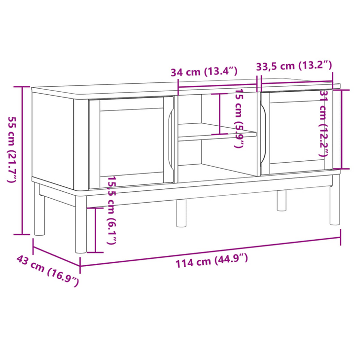 FLORO TV Cabinet in White - Solid Pine Wood, 114x43x55 cm, Modern & Durable TV Stand - Premium  from Home Treasures - Just £125.99! Shop now at Home Treasures