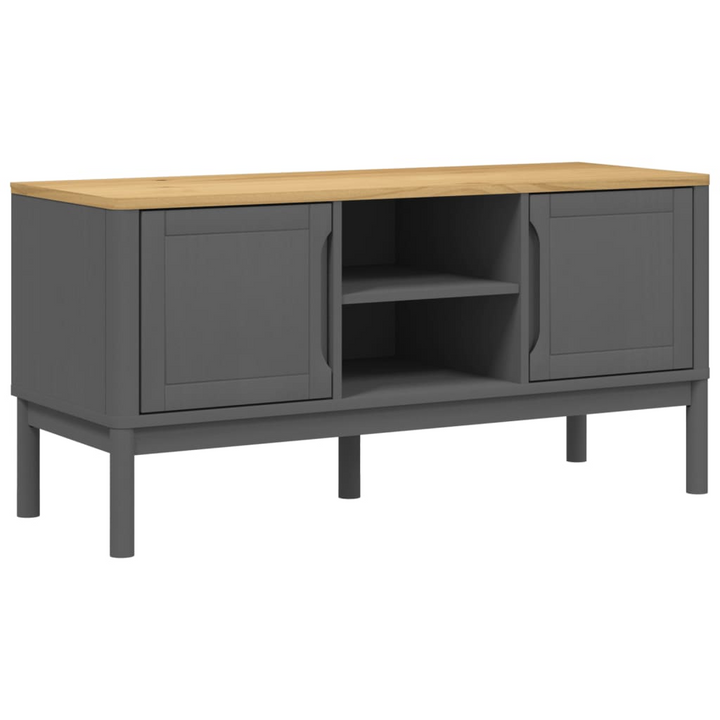 FLORO Grey TV Cabinet – 114x43x55 cm – Solid Pine Wood – Modern & Durable TV Stand with Ample Storage - Premium  from Home Treasures - Just £122.99! Shop now at Home Treasures