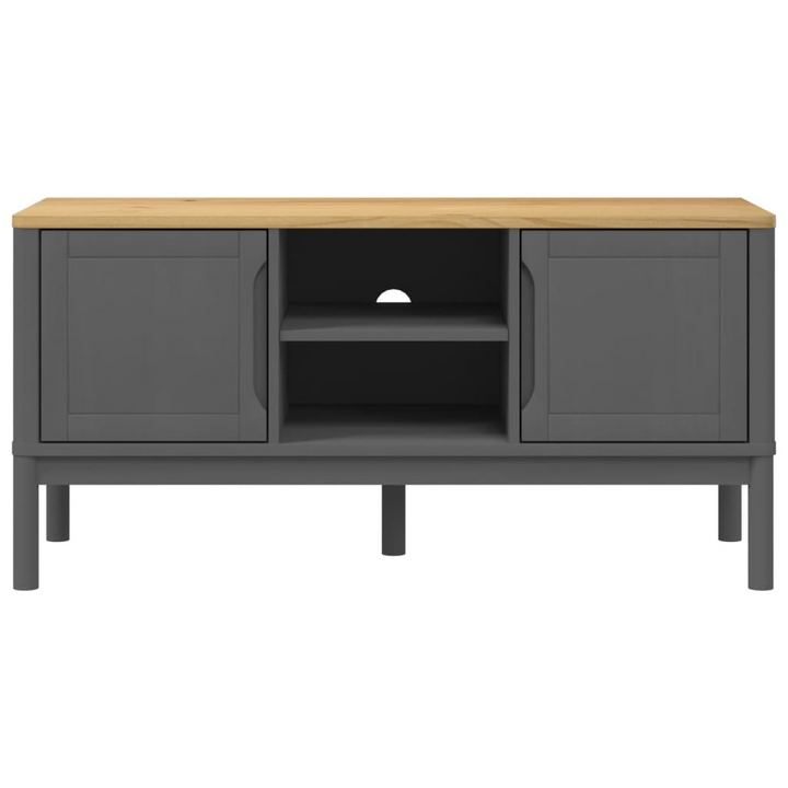 FLORO Grey TV Cabinet – 114x43x55 cm – Solid Pine Wood – Modern & Durable TV Stand with Ample Storage - Premium  from Home Treasures - Just £122.99! Shop now at Home Treasures