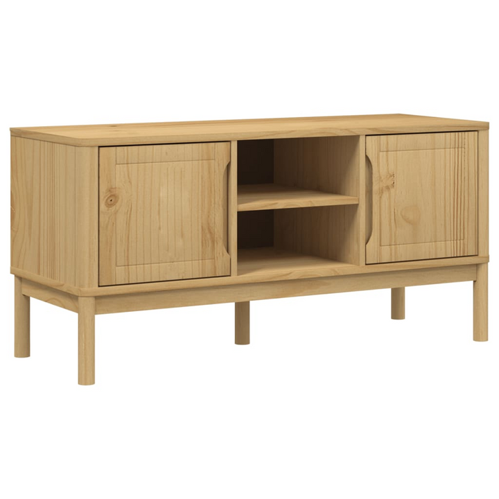 FLORO Solid Pine Wood TV Cabinet - Rustic Brown, 114x43x55 cm, Modern Storage Solution - Premium  from Home Treasures - Just £118.99! Shop now at Home Treasures