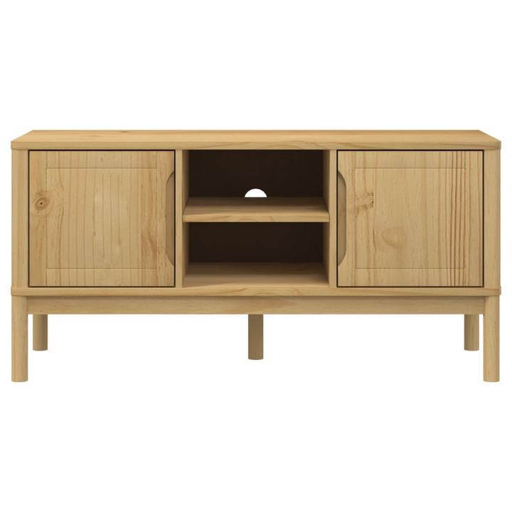 FLORO Solid Pine Wood TV Cabinet - Rustic Brown, 114x43x55 cm, Modern Storage Solution - Premium  from Home Treasures - Just £118.99! Shop now at Home Treasures