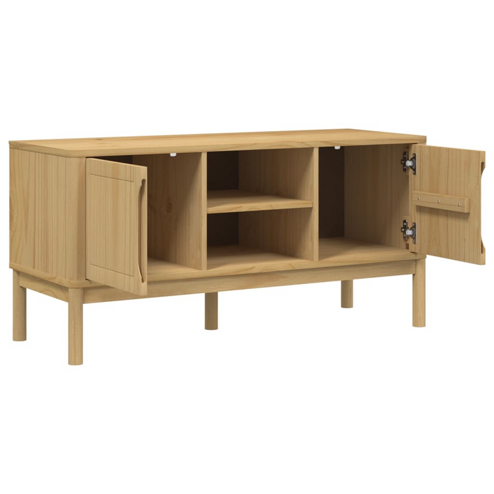 FLORO Solid Pine Wood TV Cabinet - Rustic Brown, 114x43x55 cm, Modern Storage Solution - Premium  from Home Treasures - Just £118.99! Shop now at Home Treasures