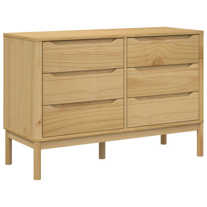 FLORO Solid Pine Chest of Drawers - Wax Brown, 6-Drawer Storage Cabinet - Premium  from Home Treasures - Just £229.99! Shop now at Home Treasures