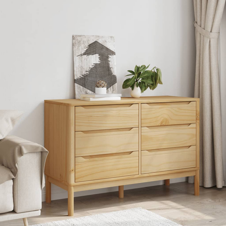 FLORO Solid Pine Chest of Drawers - Wax Brown, 6-Drawer Storage Cabinet - Premium  from Home Treasures - Just £229.99! Shop now at Home Treasures