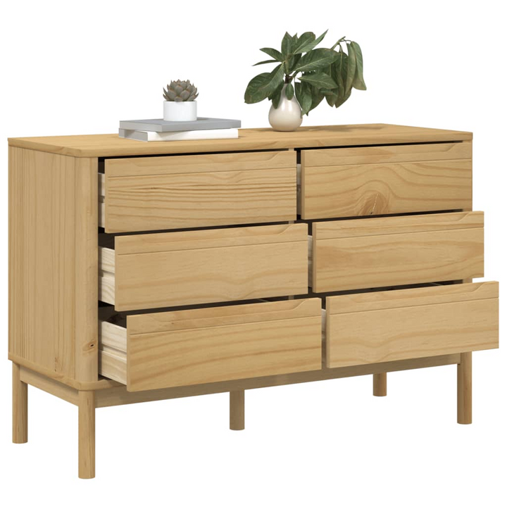 FLORO Solid Pine Chest of Drawers - Wax Brown, 6-Drawer Storage Cabinet - Premium  from Home Treasures - Just £229.99! Shop now at Home Treasures