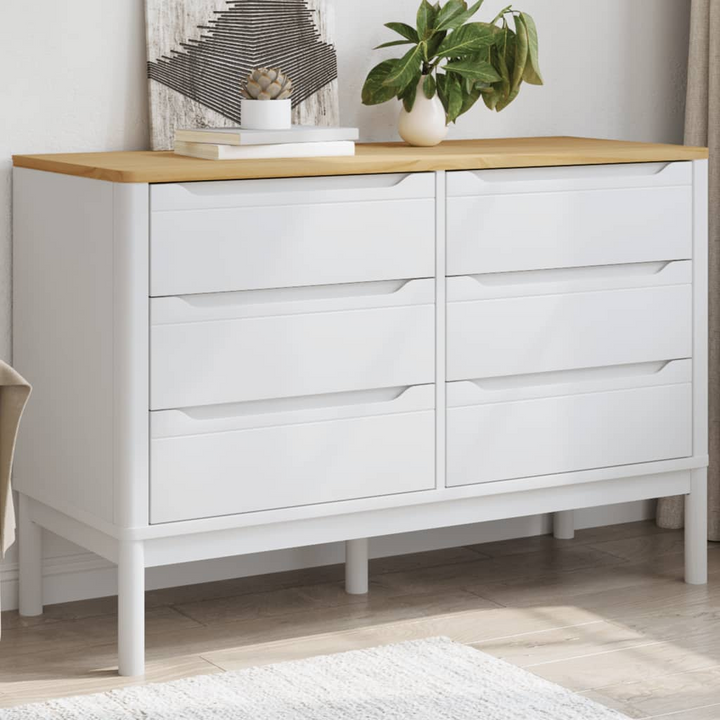 FLORO White Solid Pine Wood Chest of Drawers - 6 Spacious Drawers for Ample Storage - Elegant & Durable - Premium  from Home Treasures - Just £204.99! Shop now at Home Treasures