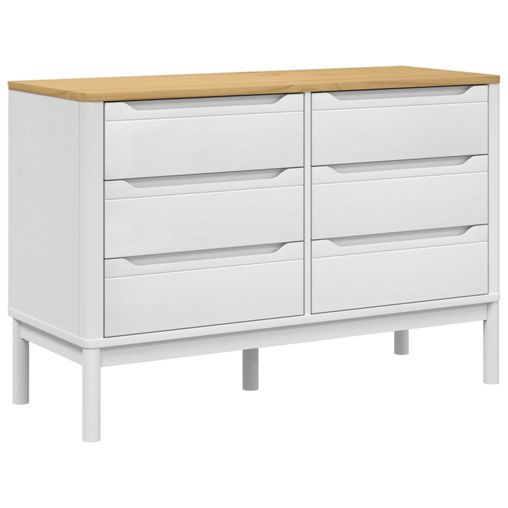 FLORO White Solid Pine Wood Chest of Drawers - 6 Spacious Drawers for Ample Storage - Elegant & Durable - Premium  from Home Treasures - Just £204.99! Shop now at Home Treasures