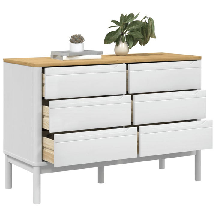 FLORO White Solid Pine Wood Chest of Drawers - 6 Spacious Drawers for Ample Storage - Elegant & Durable - Premium  from Home Treasures - Just £204.99! Shop now at Home Treasures