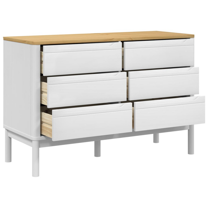 FLORO White Solid Pine Wood Chest of Drawers - 6 Spacious Drawers for Ample Storage - Elegant & Durable - Premium  from Home Treasures - Just £204.99! Shop now at Home Treasures