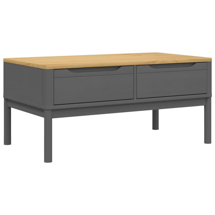 Stylish FLORO Coffee Table in Grey - 99x55.5x45 cm, Solid Pine Wood with 2 Drawers - Premium  from Home Treasures - Just £125.99! Shop now at Home Treasures