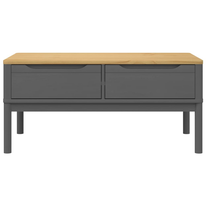 Stylish FLORO Coffee Table in Grey - 99x55.5x45 cm, Solid Pine Wood with 2 Drawers - Premium  from Home Treasures - Just £125.99! Shop now at Home Treasures