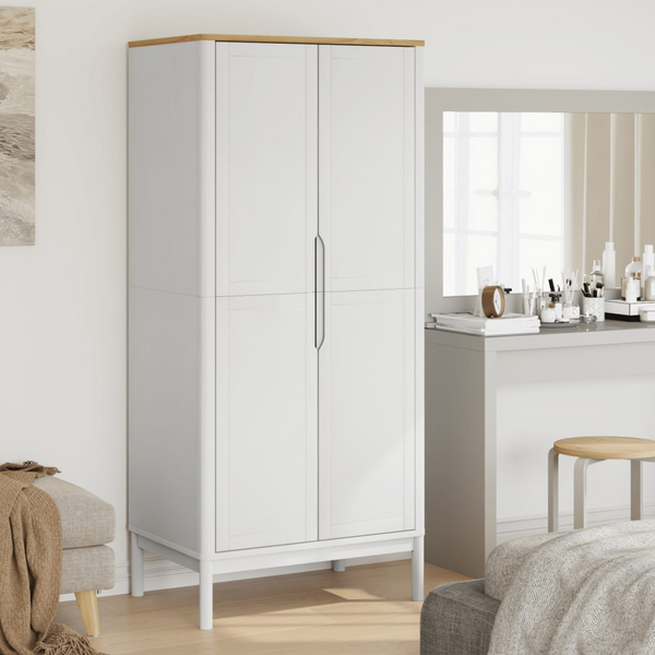 FLORO Wardrobe - Solid Pine Wood, White Finish, 77x53x171 cm - Elegant & Spacious Storage Solution - Premium  from Home Treasures - Just £272.99! Shop now at Home Treasures