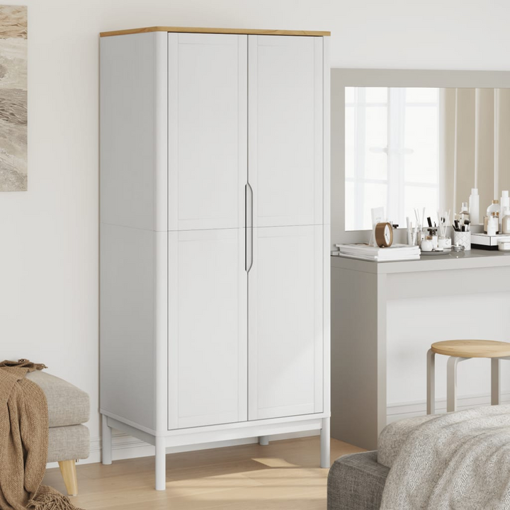 FLORO Wardrobe - Solid Pine Wood, White Finish, 77x53x171 cm - Elegant & Spacious Storage Solution - Premium  from Home Treasures - Just £256.99! Shop now at Home Treasures