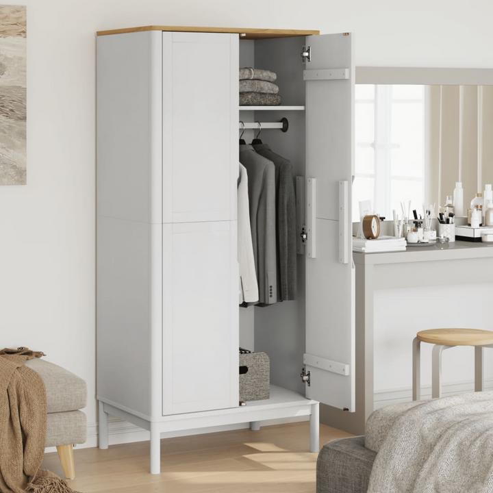 FLORO Wardrobe - Solid Pine Wood, White Finish, 77x53x171 cm - Elegant & Spacious Storage Solution - Premium  from Home Treasures - Just £256.99! Shop now at Home Treasures