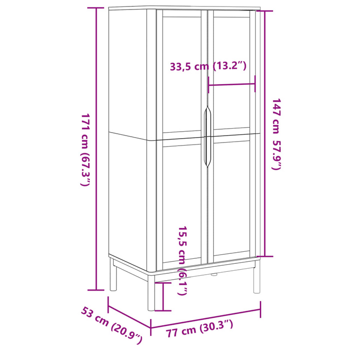 FLORO Wardrobe - Solid Pine Wood, White Finish, 77x53x171 cm - Elegant & Spacious Storage Solution - Premium  from Home Treasures - Just £256.99! Shop now at Home Treasures