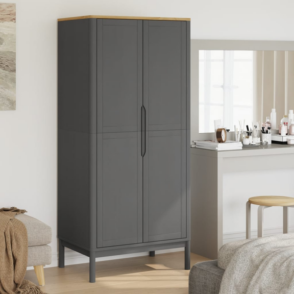 FLORO Solid Wood Wardrobe in Grey - Durable Pine Storage Solution, 77x53x171 cm - Premium  from Home Treasures - Just £256.99! Shop now at Home Treasures