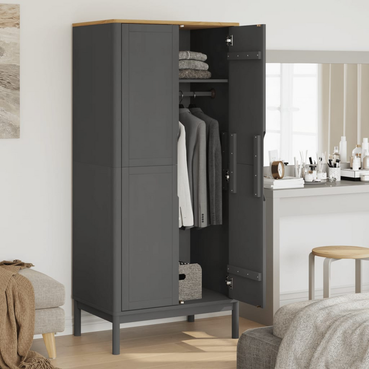 FLORO Solid Wood Wardrobe in Grey - Durable Pine Storage Solution, 77x53x171 cm - Premium  from Home Treasures - Just £256.99! Shop now at Home Treasures