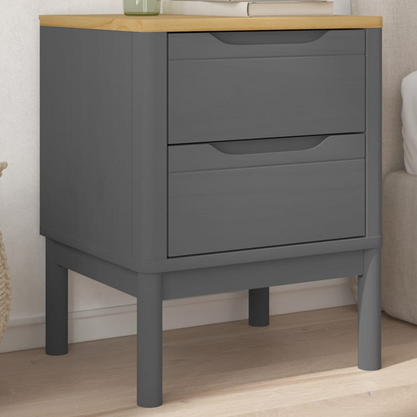 FLORO Solid Wood Bedside Cabinet – Elegant Grey, Pine 45x39x57 cm – Sturdy and Stylish Storage Solution - Premium  from Home Treasures - Just £77.99! Shop now at Home Treasures