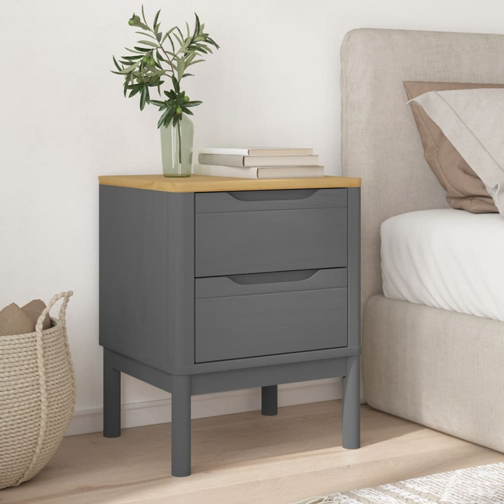 FLORO Solid Wood Bedside Cabinet – Elegant Grey, Pine 45x39x57 cm – Sturdy and Stylish Storage Solution - Premium  from Home Treasures - Just £77.99! Shop now at Home Treasures