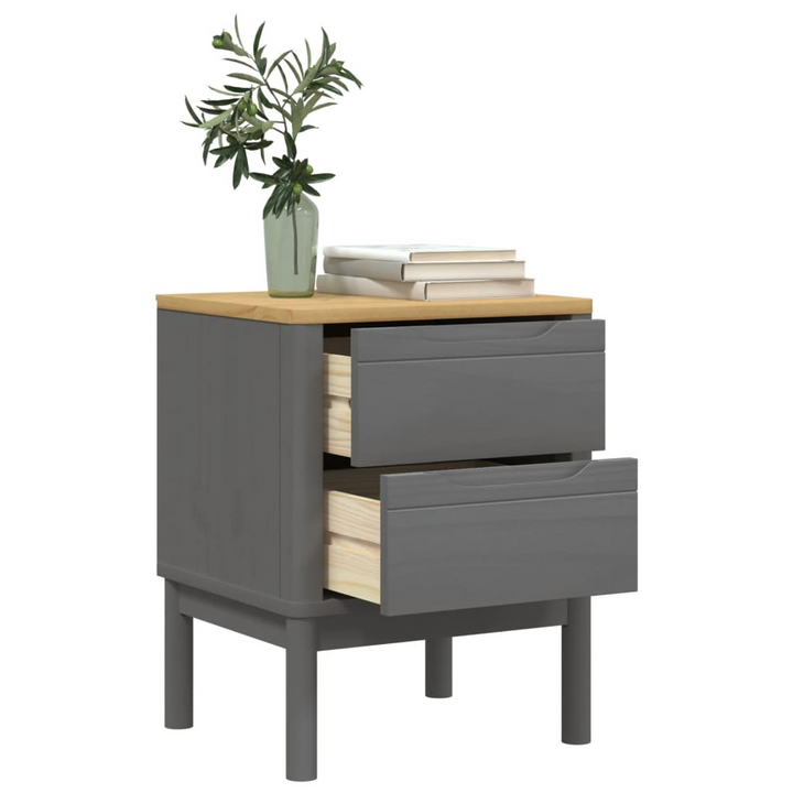 FLORO Solid Wood Bedside Cabinet – Elegant Grey, Pine 45x39x57 cm – Sturdy and Stylish Storage Solution - Premium  from Home Treasures - Just £77.99! Shop now at Home Treasures