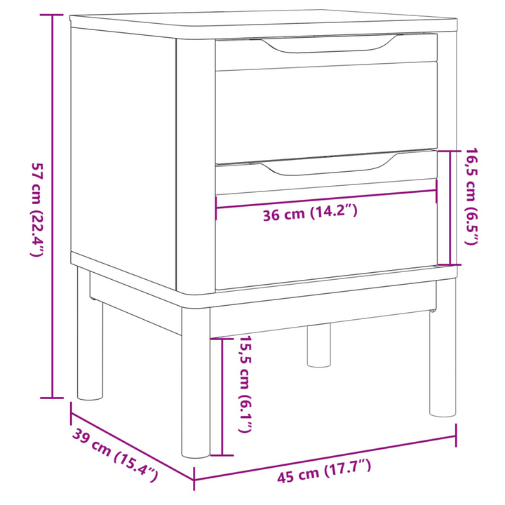 FLORO Solid Wood Bedside Cabinet – Elegant Grey, Pine 45x39x57 cm – Sturdy and Stylish Storage Solution - Premium  from Home Treasures - Just £77.99! Shop now at Home Treasures