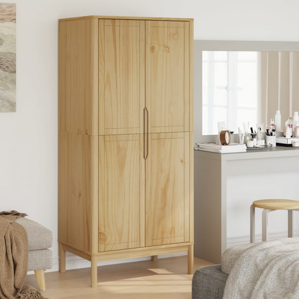 FLORO Wardrobe in Wax Brown - Elegant Solid Pine Wood Closet with Ample Storage (77x53x171 cm) - Premium  from Home Treasures - Just £346.99! Shop now at Home Treasures