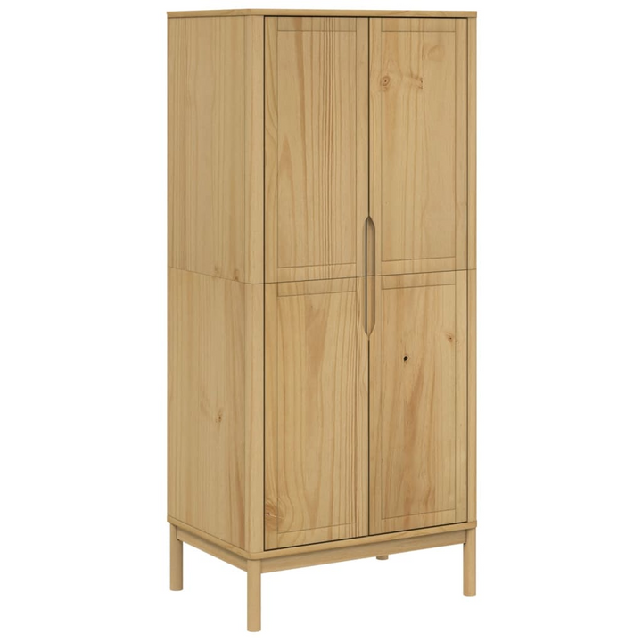 FLORO Wardrobe in Wax Brown - Elegant Solid Pine Wood Closet with Ample Storage (77x53x171 cm) - Premium  from Home Treasures - Just £346.99! Shop now at Home Treasures